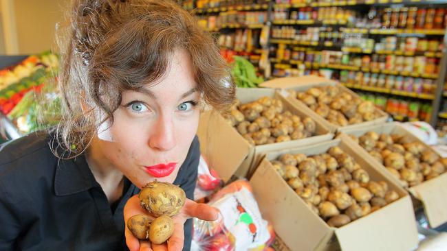 Steffi Koppelmann, from Foodstore in Hobart, looks forward to each delivery of South Arm pink eyes.