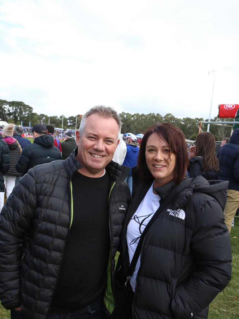 Footy fans soak up the action in SA for Saturday’s offering of Gather Round clashes. Picture: Brett Hartwig