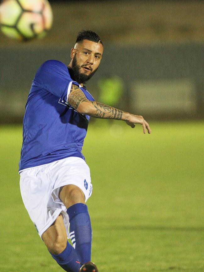 Adelaide Blue Eagles’ Emanuele Testardi netted a goal in his side’s draw with West Adelaide at the weekend. Picture: Joe Janko