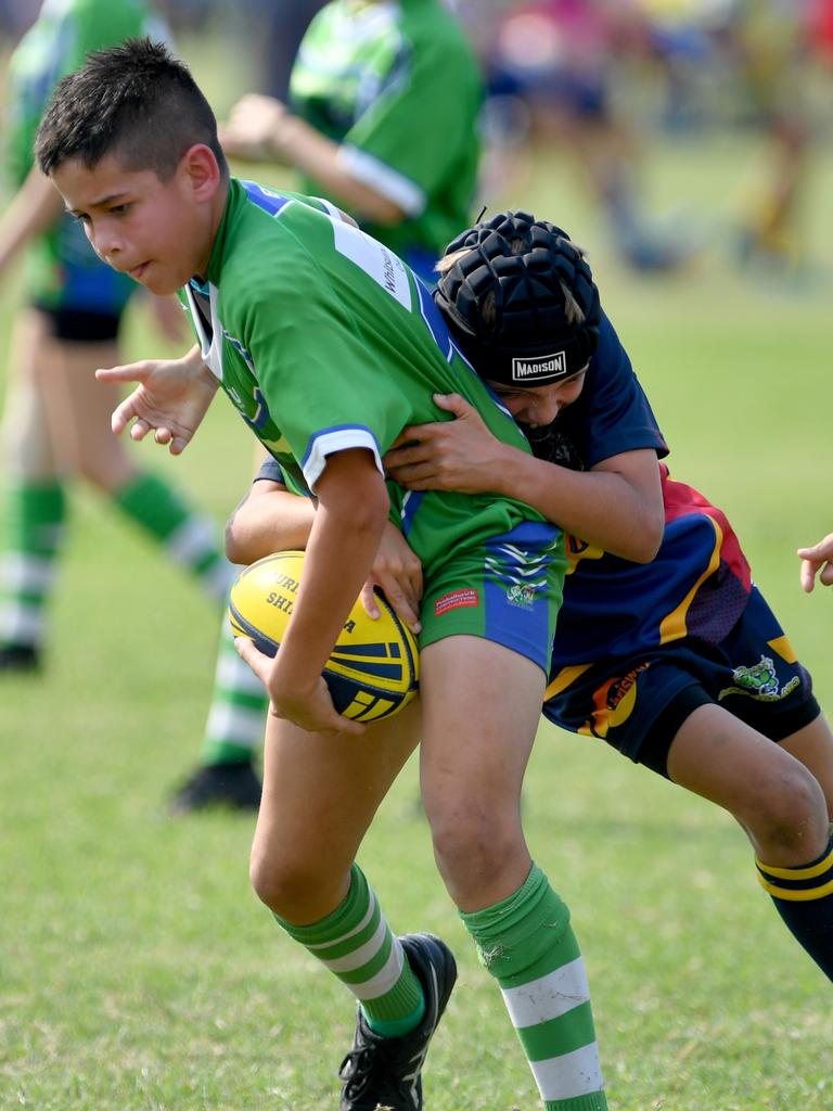 Teams play for Laurie Spina Shield at Brothers at Kirwan. Proserpine Whitsundays Brahmans Lennox Tronc. Picture: Evan Morgan