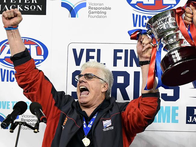 Gary Ayres celebrates the 2017 triumph. Picture: Julian Smith/AAP