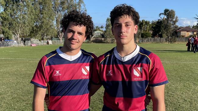 Seamus Boakes and Trent Picot of Brisbane State High School's First XV.