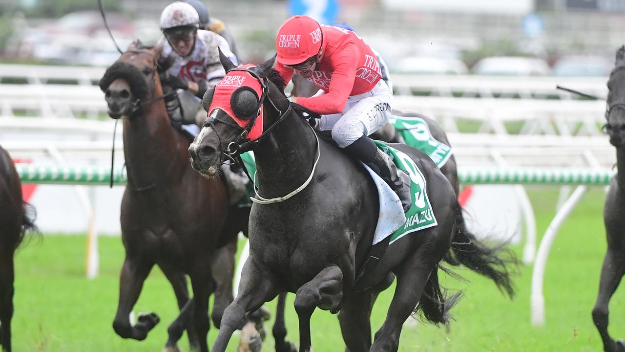 Mazu winning the Doomben 10,000. Grant Peters–Trackside Photography