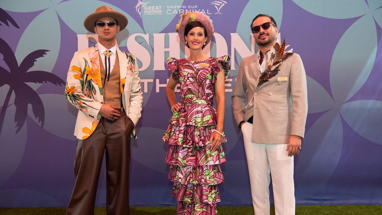 Sherlon Garbo, Allison Harvey and Alex Maestracci at the 2024 Darwin Cup. Picture: Pema Tamang Pakhrin