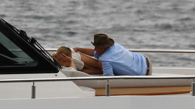 The pair were spotted getting cosy on the yacht. Picture Exclusive