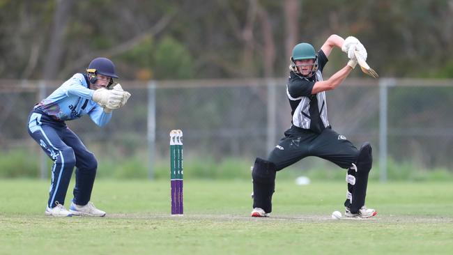 Riley Sharples batting for Charlestown. Charlestown v Newcastle City, SG Moore Cup round one at Kahibah Oval. Picture: Sue Graham