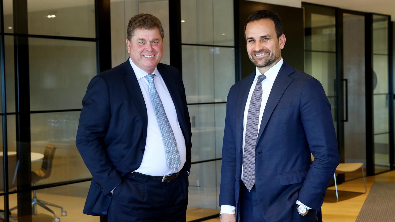 Centuria Capital Group joint CEOs John McBain and Jason Huljich at their offices. Picture: Hollie Adams/The Australian