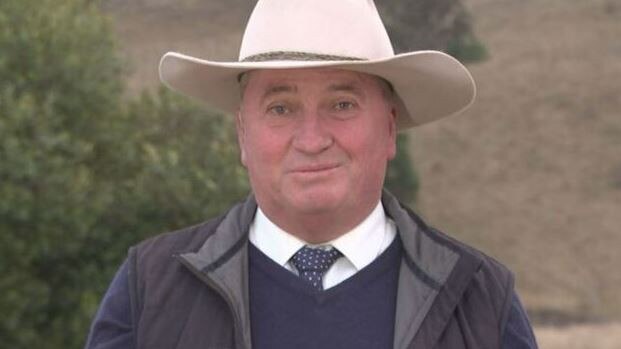 Barnaby Joyce called out Mr Katter out for wearing an Akubra to the game. Picture: Today