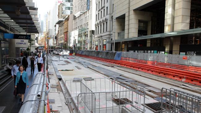 Light-rail roadworks have closed major parts of the Sydney CBD. Picture: Christian Gilles