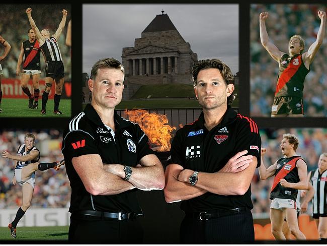 Nathan Buckley and James Hird have dominated on Anzac Day and coached against each other in 2012. Picture: George Salpigtidis