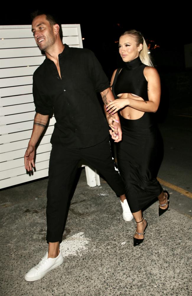 Tammy Hembrow stepped out with boyfriend Matt Poole last night wearing a daring dress that showcased her underboob. Picture: Backgrid