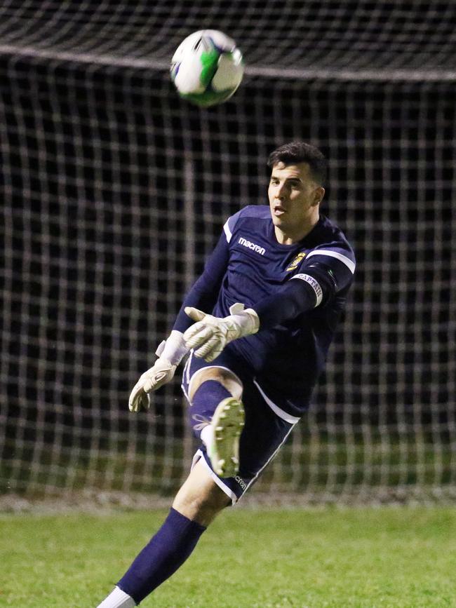 Edge Hill goal keeper Kevin Ward in the FNQ Football Premiership match between the Edge Hill Tigers and the Marlin Coast Rangers, held at Tiger Park, Manunda. Picture: Brendan Radke