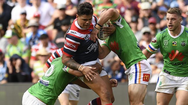 Latrell Mitchell and the Roosters will tackle the Raiders in the 2019 NRL grand final. Picture: Getty Images