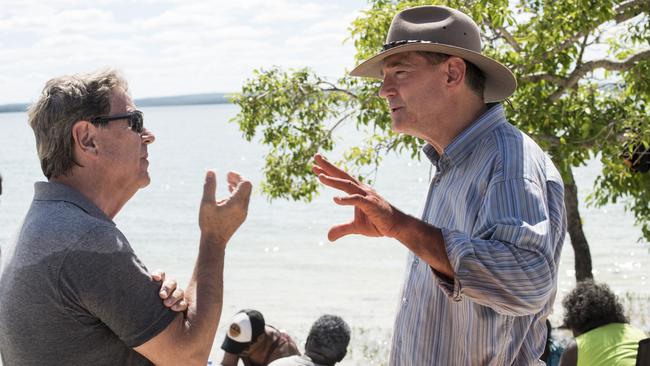 Ray Martin and David Oldfield discuss the day's events. Picture: David Dare Parker