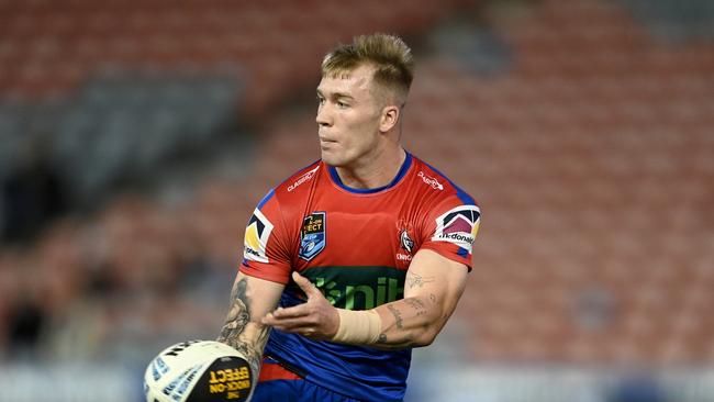 Riley Jones in action for the Newcastle Knights' NSW Cup side against the Wests Tigers in their round 20 clash at McDonald Jones Stadium. Picture: NRL Photos/Gregg Porteous