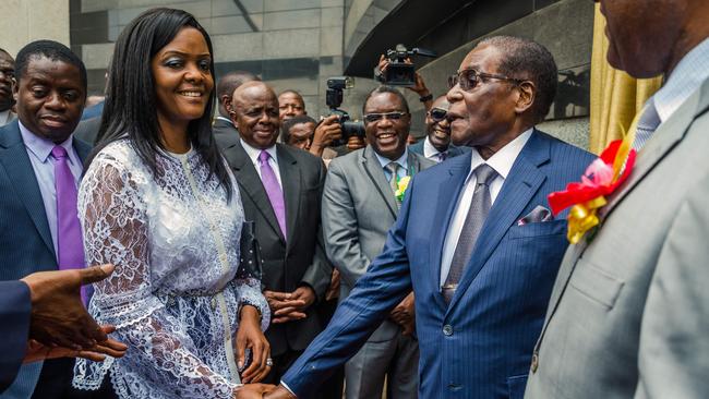 The Zimbabwean President with wife Grace Mugabe last week. Picture: AFP