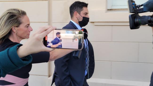 Kosta Pehlivanidis leaves the Adelaide Magistrates Court. Picture: Jordanna Schriever