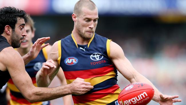 Adelaide Crows midfielder Scott Thompson gave away five frees in last weekend's Showdown. Picture: Sarah Reed.