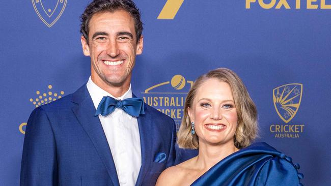 2024 Australian Cricket Awards red carpet. Mitchell Starc and Alyssa Healy. Picture: Jake Nowakowski