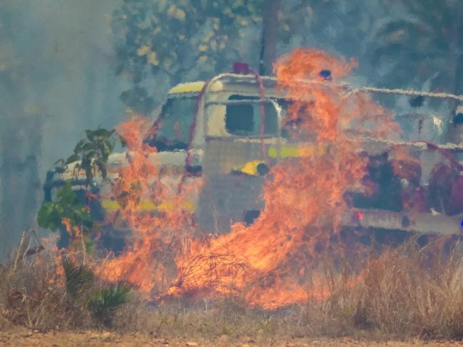 NTFES attend a large Bushfire at Hidden Valley.Picture: Glenn Campbell