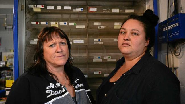 Mother-daughter team Chris Pollard and Courtney Pollard say they have been forced to close Valley Rural Services after thieves stole thousands of dollars worth of stock. Picture: Zizi Averill