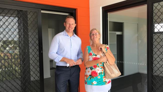 Minister for Housing Mick de Brenni with a new Queensland Government housing resident Jo Townend on the Gold Coast today.