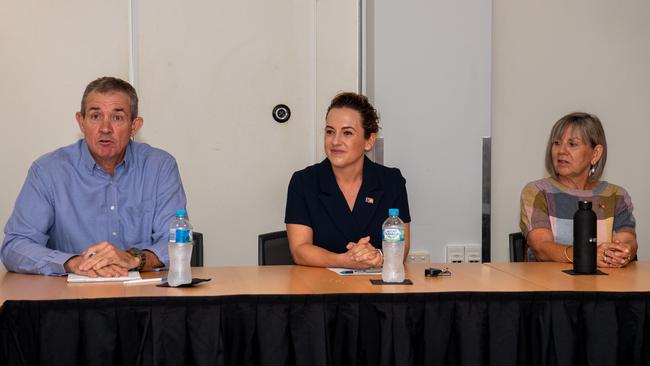 Deputy Chief Minister Gerard Maley, Chief Minister Lia Finocchiaro and Education Minister Jo Hersey. Picture: Pema Tamang Pakhrin