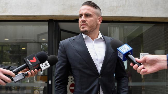 Wests Tigers star Josh Reynolds speaks outside Sutherland Local Court. Picture: AAP