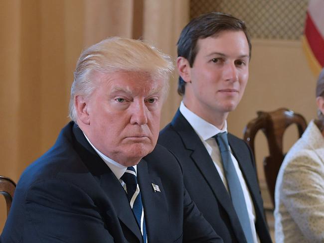 Donald Trump asked his son-in-law and senior adviser Jared Kushner to leave the room so he could have a private conversation with James Comey. Picture: AFP/Mandel Ngan