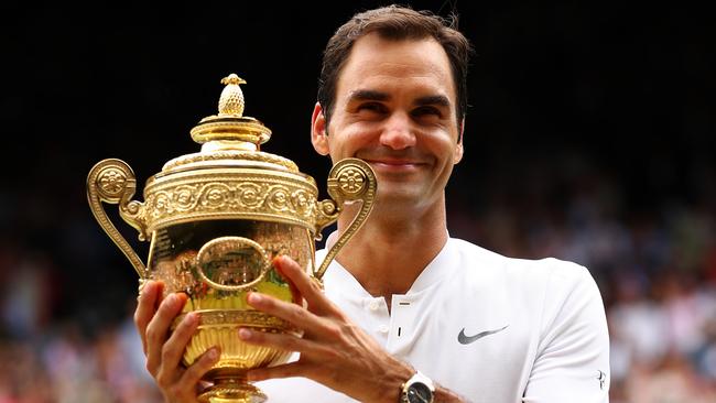 Roger Federer now has eight Wimbledon titles. Picture: Getty