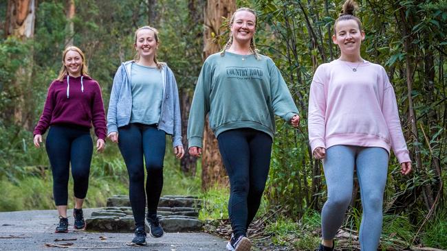 Julia Suttle, Pauline Byrne, Hannah Willis and Genna Mancer at the 1000 Steps. Picture: Jake Nowakowski