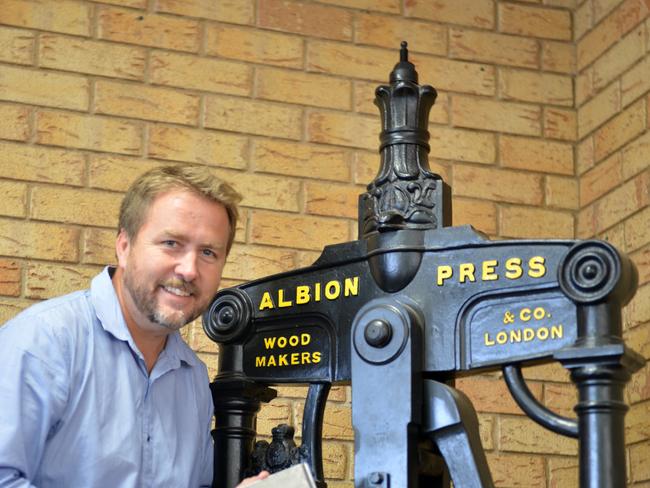 Gympie Times Editor Craig Warhurst at the Albion Printing Press.Photo Tanya Easterby / The Gympie Times