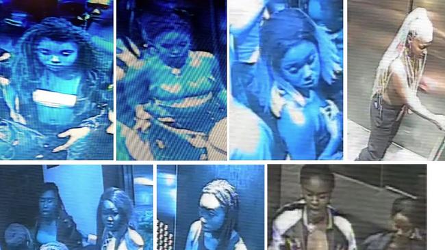 CCTV images of women police wish to speak to in relation to an assault in a lift on news years day in Melbourne. Picture: AAP