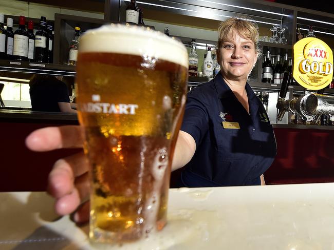 Food and beverage attendant Julie Banham from Brothers Leagues Club in Kirwan which has re-opened after they were forced to close last week. PICTURE: MATT TAYLOR.