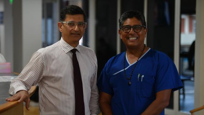 Dr Rahul Dua and Professor Ajay Rane, along with Dr Jay Iyer (absent) where part of a team of medical volunteers who wne to offer medical assistance, food and supplies to Ingham flood victims. Picture: Evan Morgan