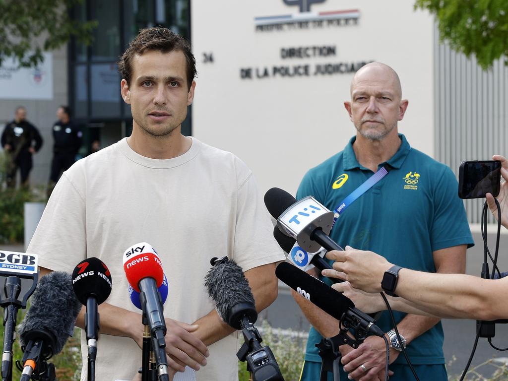 Tom Craig addresses the media. Picture: Michael Klein