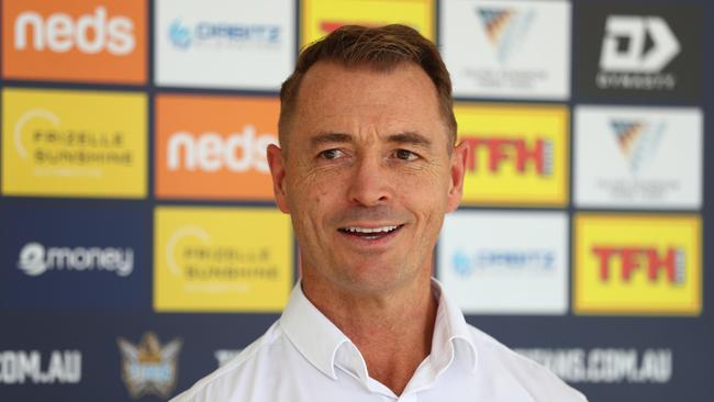 GOLD COAST, AUSTRALIA - MARCH 18: Titans CEO Steve Mitchell speaks to media during a Gold Coast Titans NRL media opportunity at Titans High Performance Centre on March 18, 2020 in Gold Coast, Australia. (Photo by Chris Hyde/Getty Images)