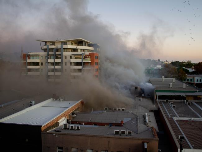 Smoke haze from the on fire building in Newcastle. Credit: dan Irwin.