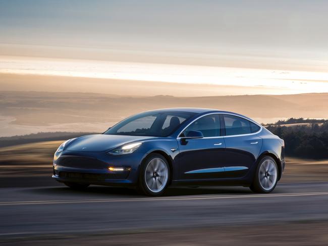 Tesla Model 3 - 	Model 3 Blue Driving. Picture: Tesla