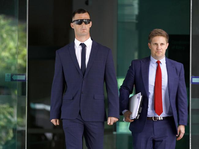 Collins, left, with his lawyer Callan Lloyd. Picture: NCA NewsWire/Tertius Pickard