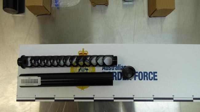 Australian Border Force seized firearm suppressors from a property in Humpty Doo. Picture: Supplied.