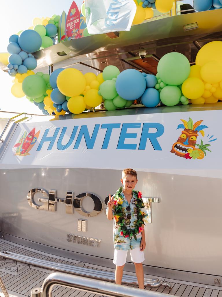 Hunter Curtis, 9, had his party aboard superyacht Ghost II. Picture: Jessica McDonald