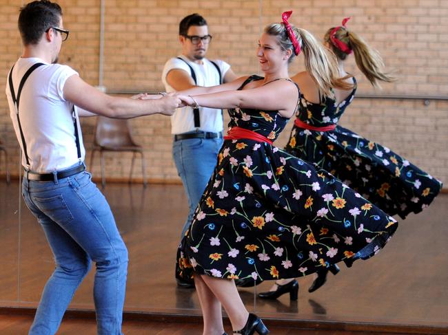 Rockabilly dancers Rhys Gillmer and Elodie Quintard at the Northern Beaches Music Festival.