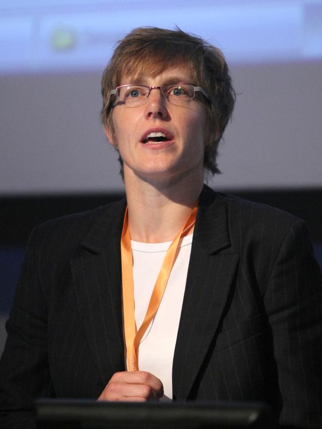 Melinda Cilento in 2008 speaking at the University of Melbourne.