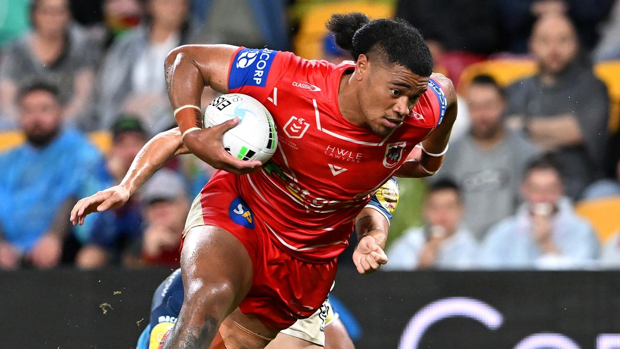 Moses Suli has been a strong addition to the Dragons’ backline this season. Picture: Bradley Kanaris/Getty Images