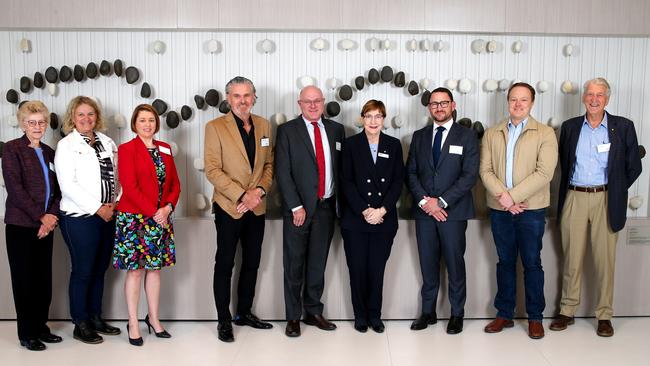 From L-R: Karen Bird, Ann Marie Matthews, Suzy Munt, Richard Clamp, Paul Rafton, Susan Rix, Chris O’Connor, James Osborne and Gavin Bird at the BDO/The Courier-Mail boardroom lunch. Picture: David Clark