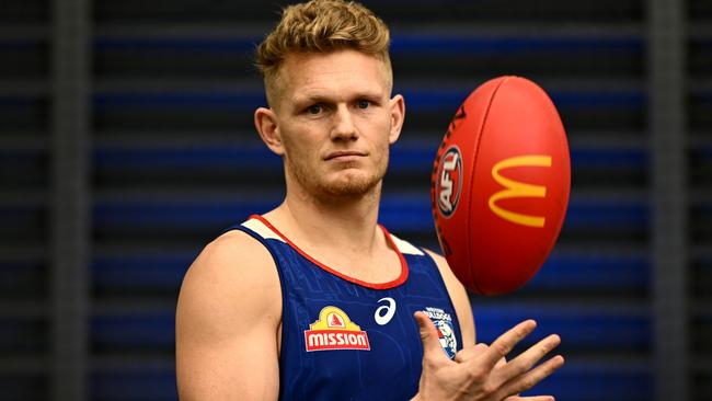 MELBOURNE, AUSTRALIA - SEPTEMBER 02: Adam Treloar of the Bulldogs poses during a Western Bulldogs AFL media opportunity at Whitten Oval on September 02, 2024 in Melbourne, Australia. (Photo by Quinn Rooney/Getty Images)