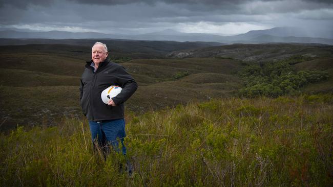 Alex Simpson, Company director of West Coast Renewable Energy, At Whaleback Ridge site of proposed wind farm. West Coast, Tasmania.