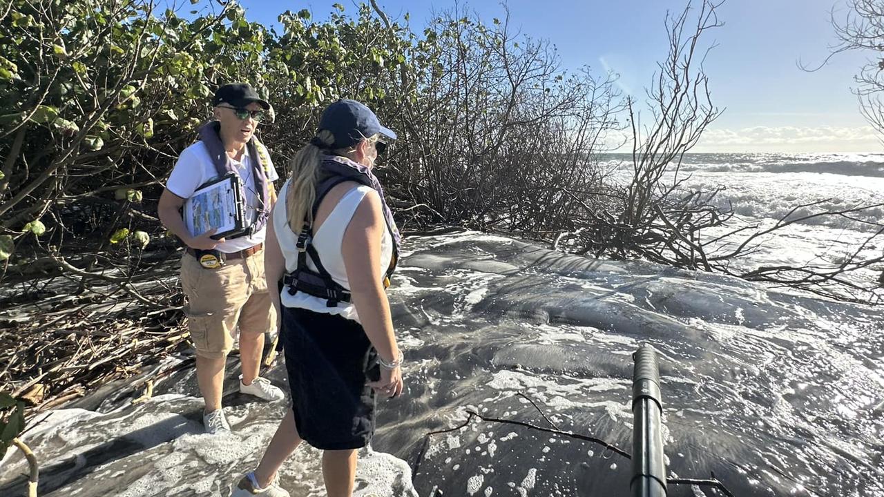Pumicestone Passage Catchment Management Body (PPCMB) spokeswoman Jen Kettleton-Butler and Member for Caloundra Kendall Morton on Bribie Island. Photo: PPCMB
