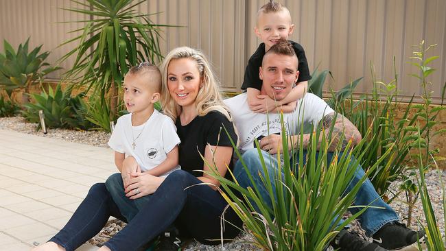 Luke Toki at home with his family in Perth. Picture: Justin Benson-Cooper / Westpix